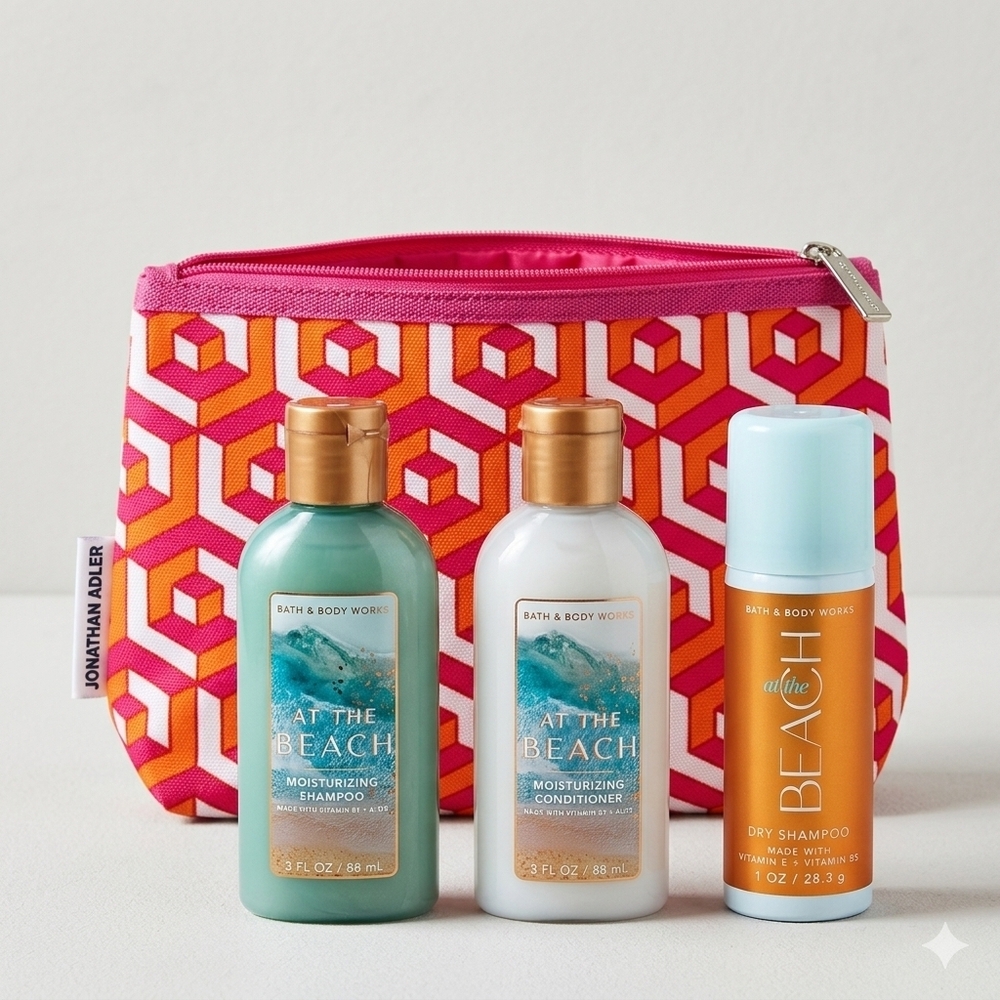 Clinique x Jonathan Adler Bag w Bath & Body Works Travel Hair Bundle